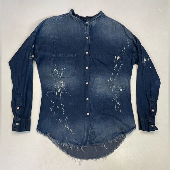 NSF Tops - NSF Sky Top In Ash Harlan Denim Jean Shirt Women XS Blue Long Sleeve